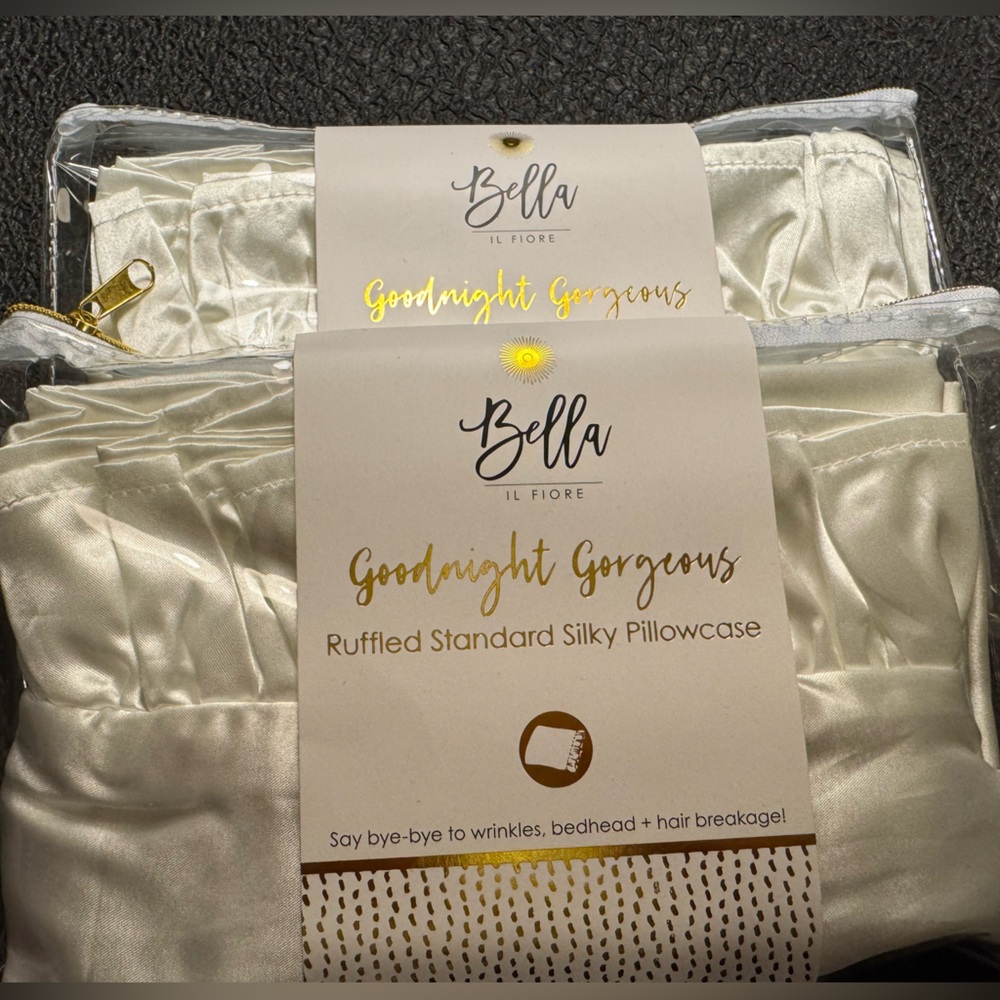 Bella Satin White Pillowcase with ruffle. Brand new set of 2 standard size